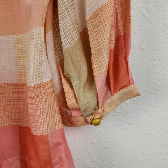 Maeve Anthropologie Boho Plaid Button-Down Blouse Top with Tie Front Neck Size 2 - Picture 8 of 10